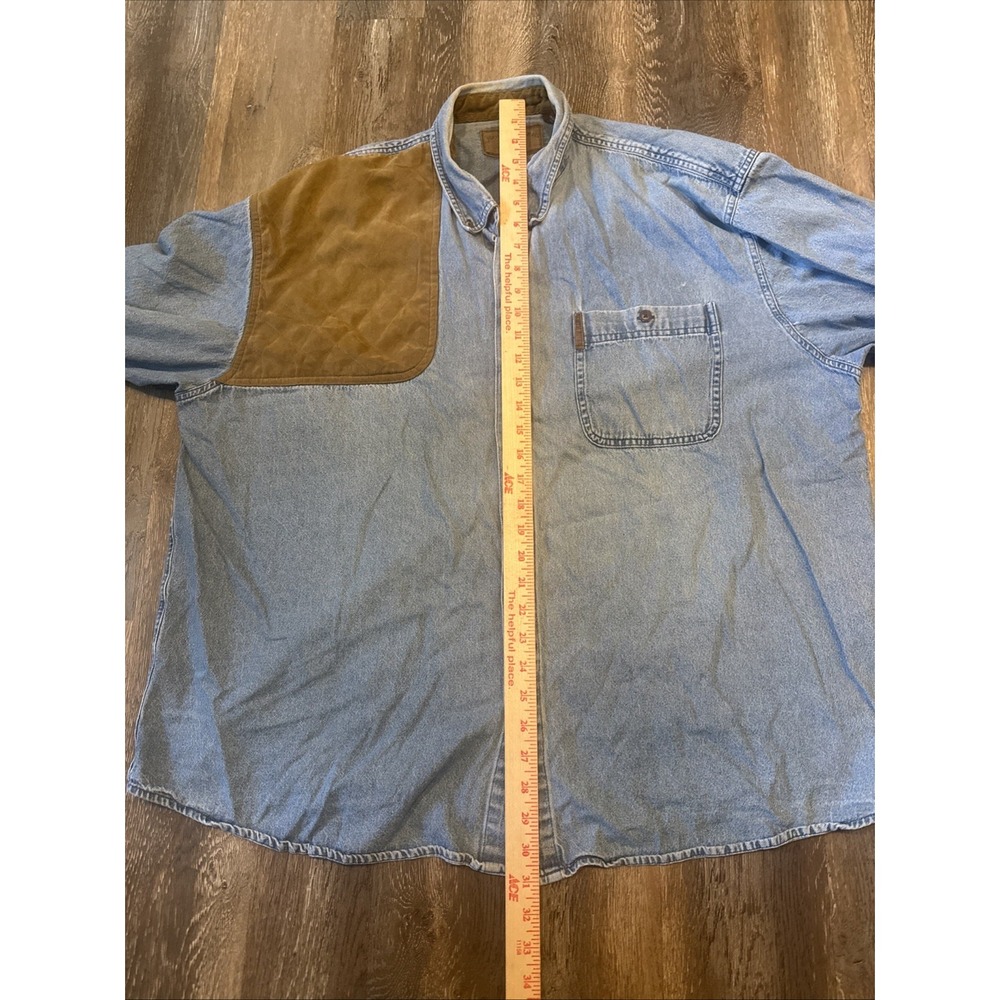 North River Outfitters Denim Mens XXL Shooting Shirt Button Down Elbow Pads - Picture 10 of 11